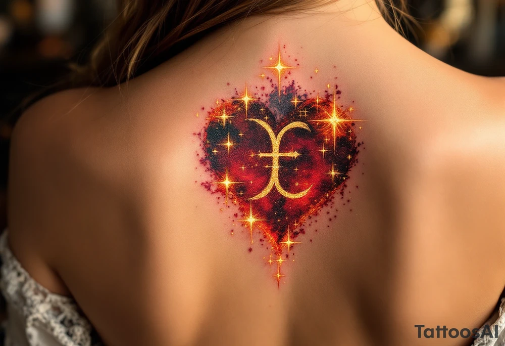 Golden stars form the shape of the astrological ♏ symbol in the heart of the fiery red Scorpius constellation. tattoo idea