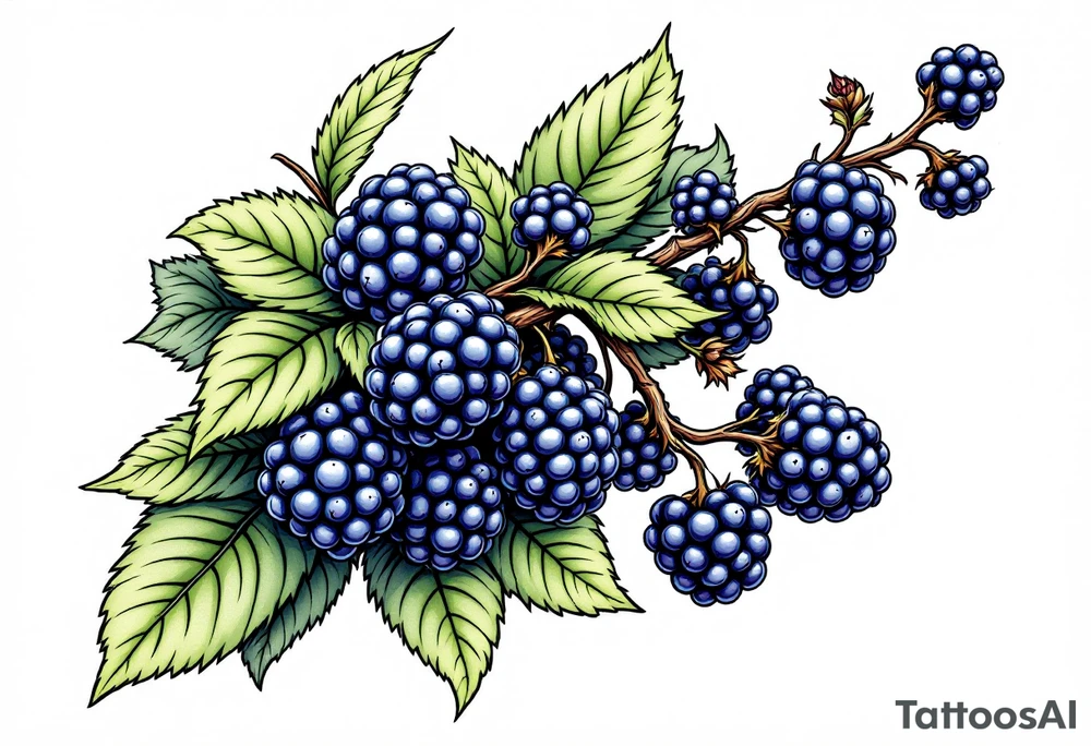 American traditional style Blackberry branch to wrap around an arm tattoo idea