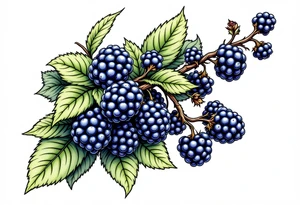 American traditional style Blackberry branch to wrap around an arm tattoo idea