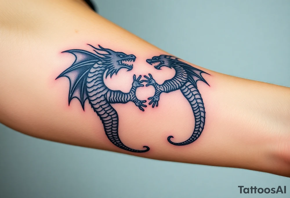 2 dragons symbolizing inner conflict tattoo idea