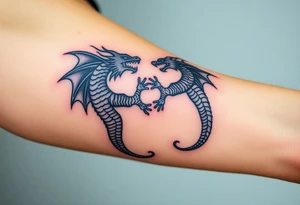 2 dragons symbolizing inner conflict tattoo idea