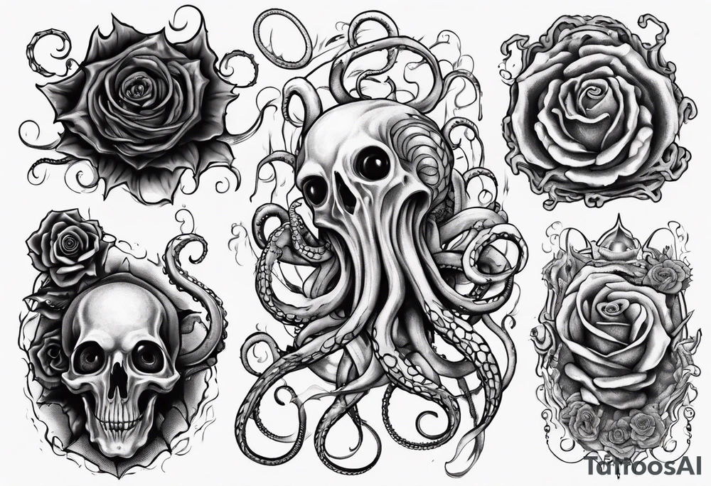 lovecraft theme with tentacle
and rose tattoo idea lovecraft theme with tentacle
and rose tattoo idea