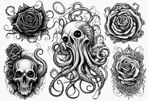 lovecraft theme with tentacle
and rose tattoo idea