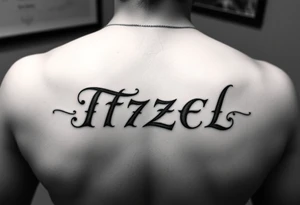 The name ITZEL sideways with a. Design on arm tattoo idea