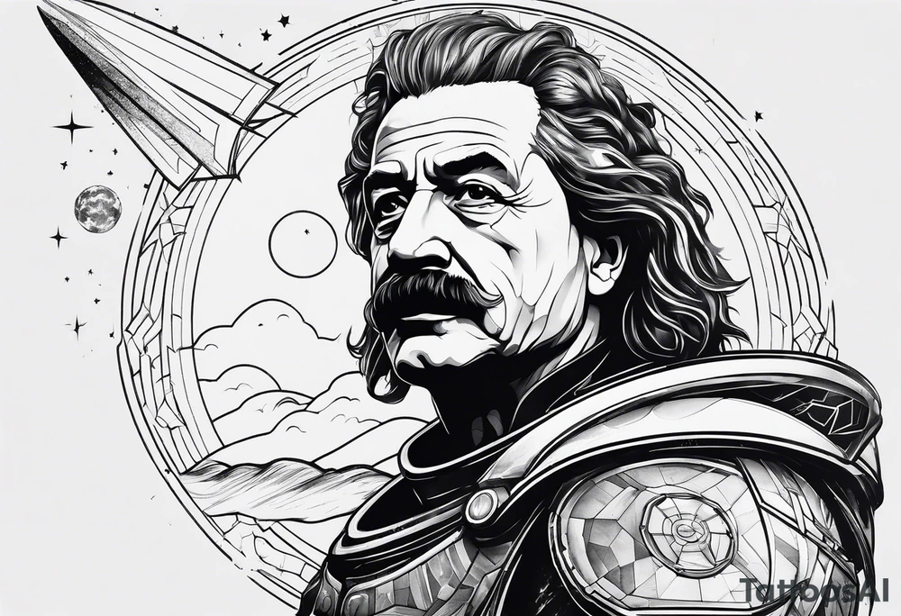spartan, outer space, einstein, sleeve tattoo idea