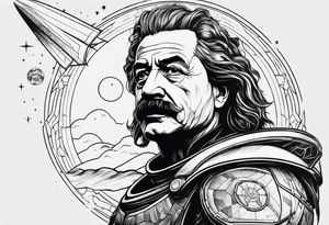 spartan, outer space, einstein, sleeve tattoo idea