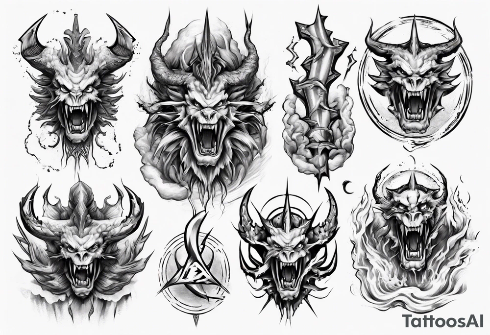 ocean gods thunder aggressive tattoo idea