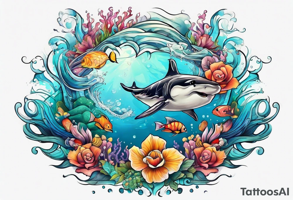 Animal cute , ocean tattoo idea