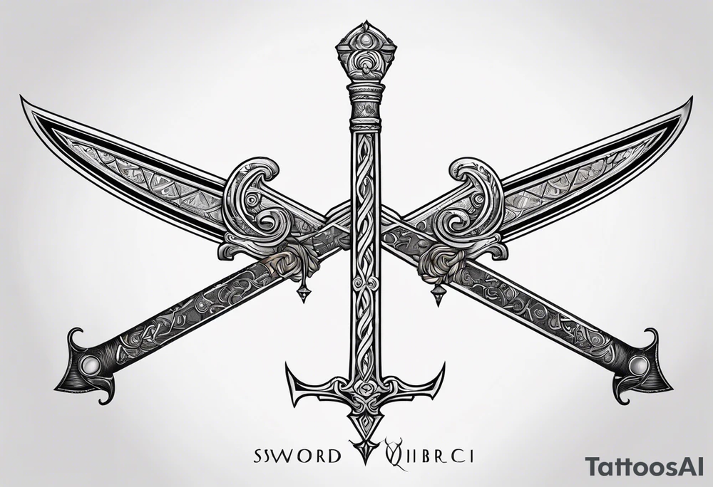Sword with Libra scales, kinda cybersigilism, kinda earthy tattoo idea
