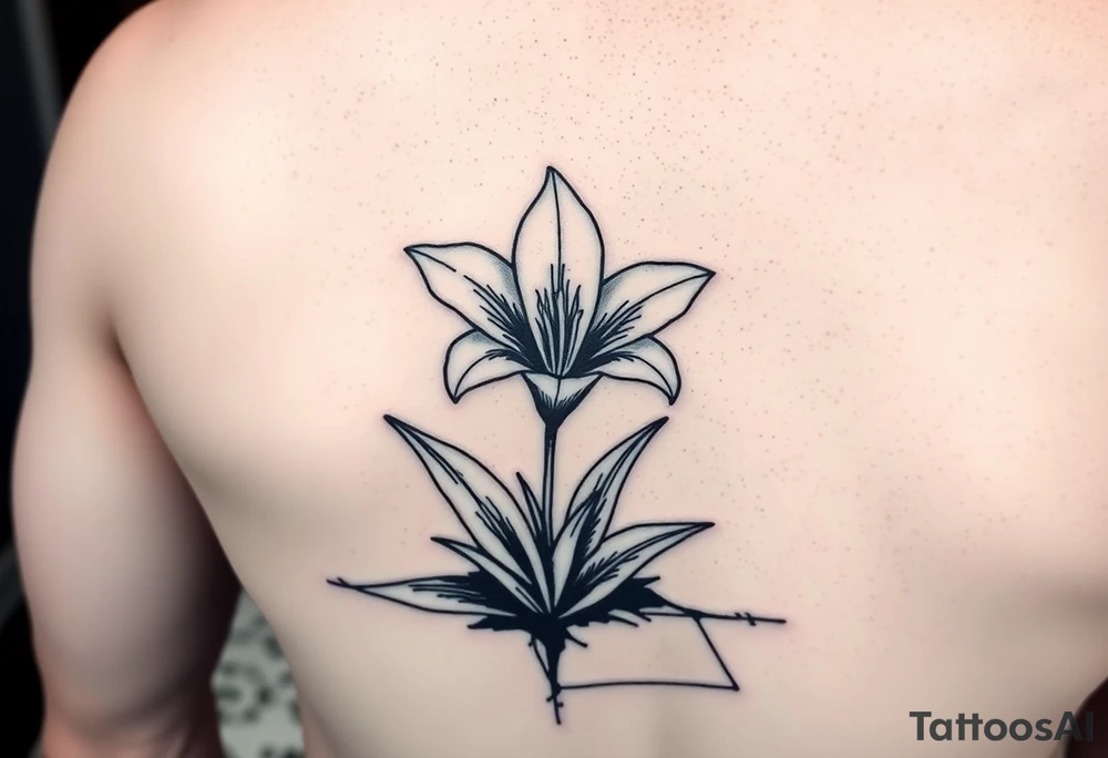 lily coming up out of the tile floor tattoo idea