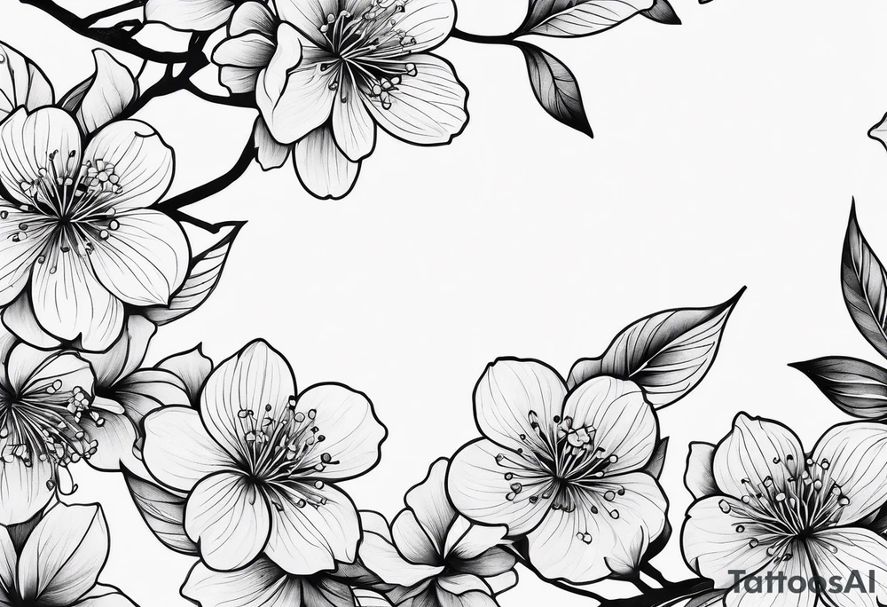 Minimalist Cherry blossom leaves tattoo idea