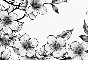 Minimalist Cherry blossom leaves tattoo idea