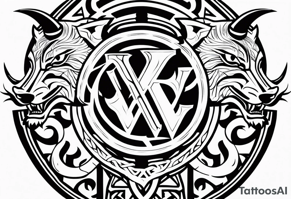 Valhalla sword shield dragon axe Valknut tribal lion tattoo idea Valhalla sword shield dragon axe Valknut tribal lion tattoo idea