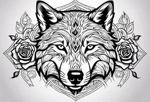 Rose flames changing into a wolf tattoo idea