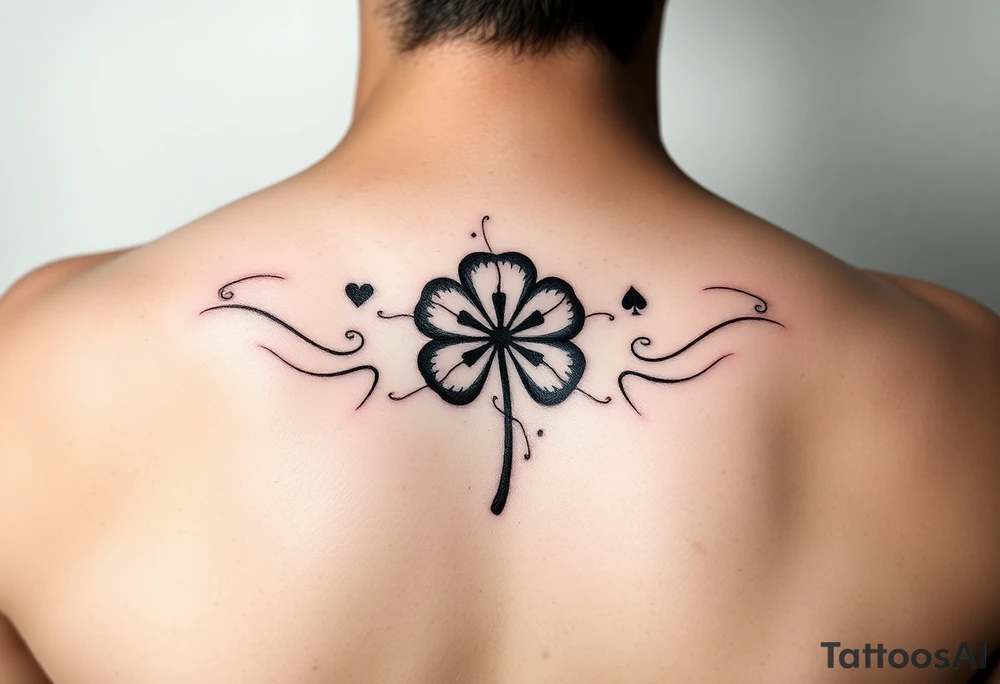 Small tattoo relating to gambling to cover up an existing tattoo which is probably the size of a thumb nail. 4 leaf clover? 1 leaf clover? Blackjack? Roulette? tattoo idea