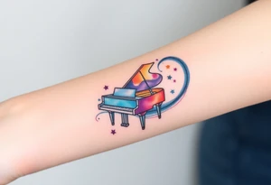 dream grand piano under the stars swirl tattoo idea