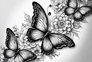 lace butterflies flowers full arm sleeve tattoo idea