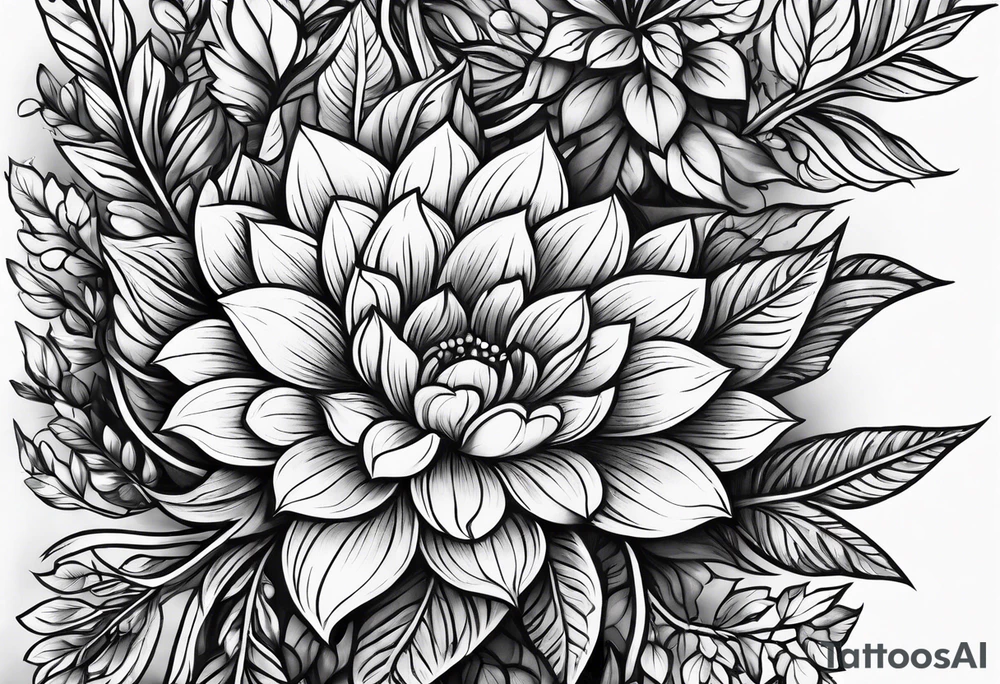 wood bark foliage tattoo idea