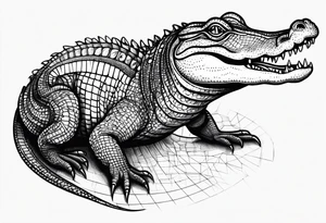 Full body alligator with tail leg top view tattoo idea