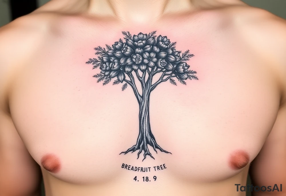 Breadfruit tree in iao valley maui with coordinates underneath tattoo idea