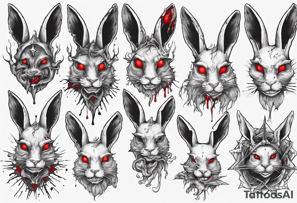 bloody satanic rabbit tattoo idea