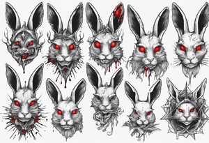 bloody satanic rabbit tattoo idea