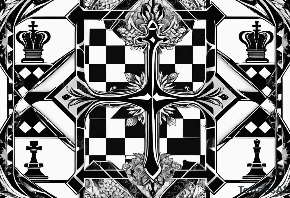 Chess board in the shape of a cross tattoo idea