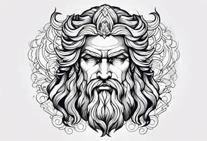 powerful majestic zeus, colorful tattoo idea