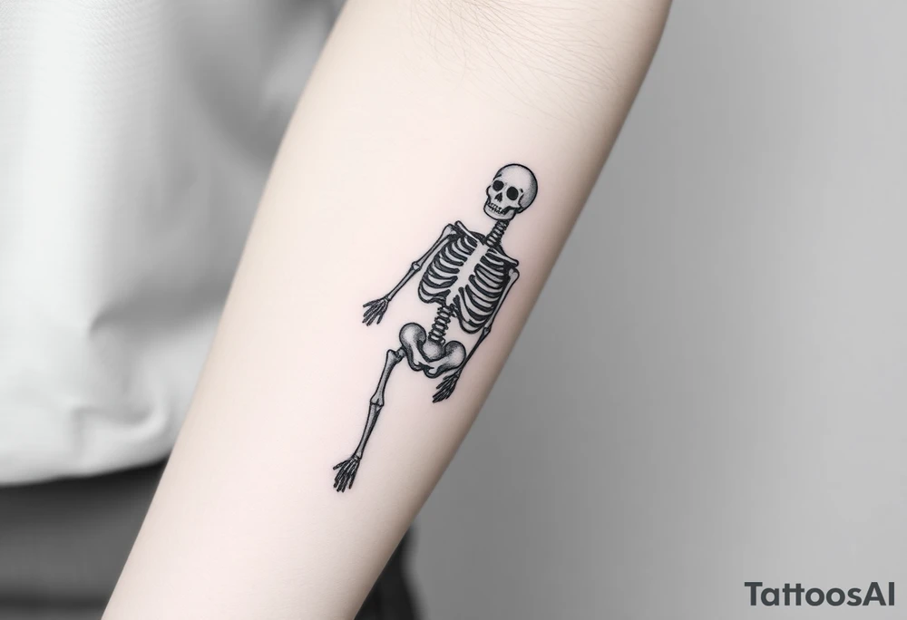 Unique girly skeleton art tattoo idea