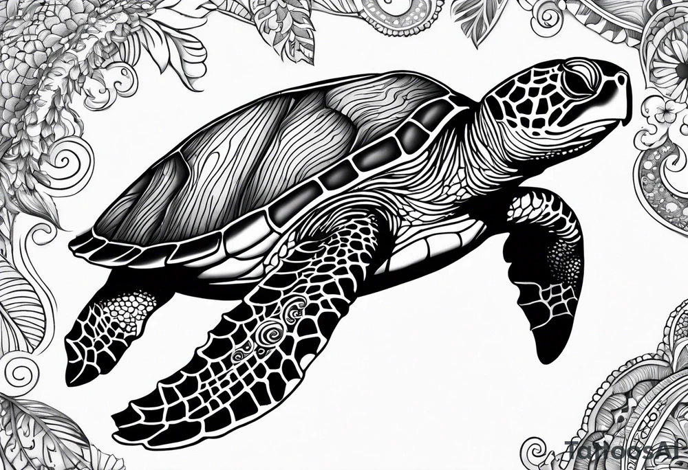 sea turtle Hawaii paisley tattoo idea