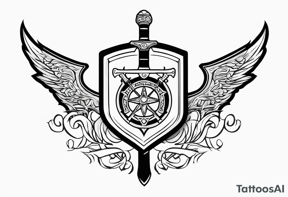Valhalla shield fire sword tattoo idea
