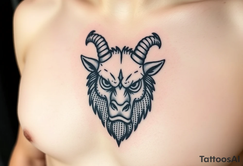 Capricorn head  10x15 cm 
Can’t be angry looking tattoo idea