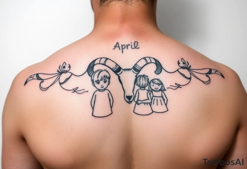 April, Aries, mother, 3 children tattoo idea