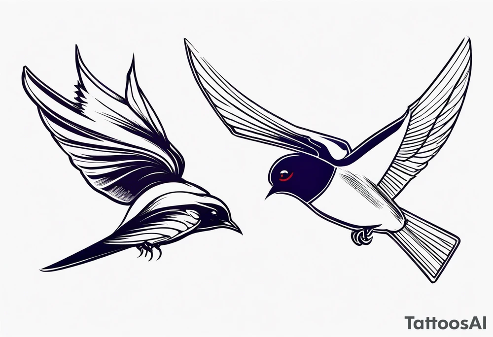 Spider and barn swallow and revolver tattoo idea