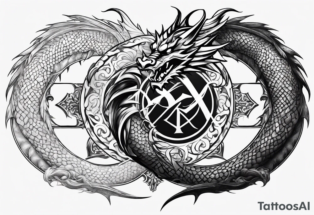 Dragon Seven number shape tattoo idea
