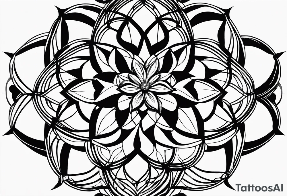 Linear minimalistic flower of life, tattoo idea