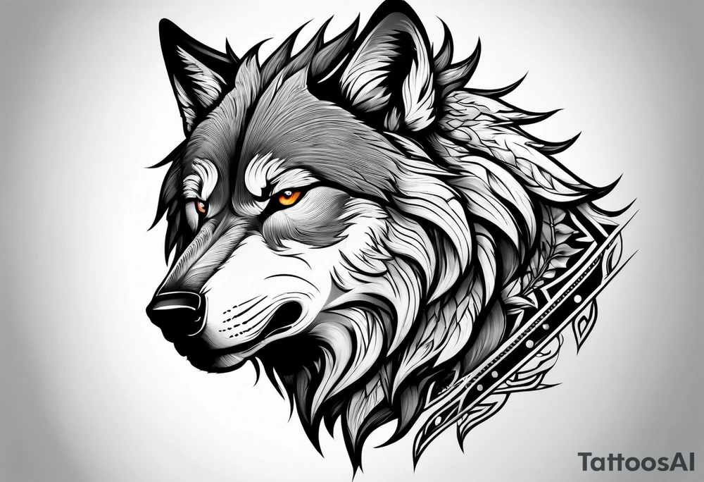 angry alpha wolf tattoo idea