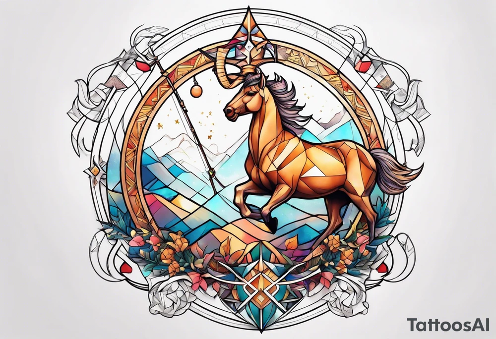 Sagittarius and cancer zodiac sign half sleeve tattoo idea