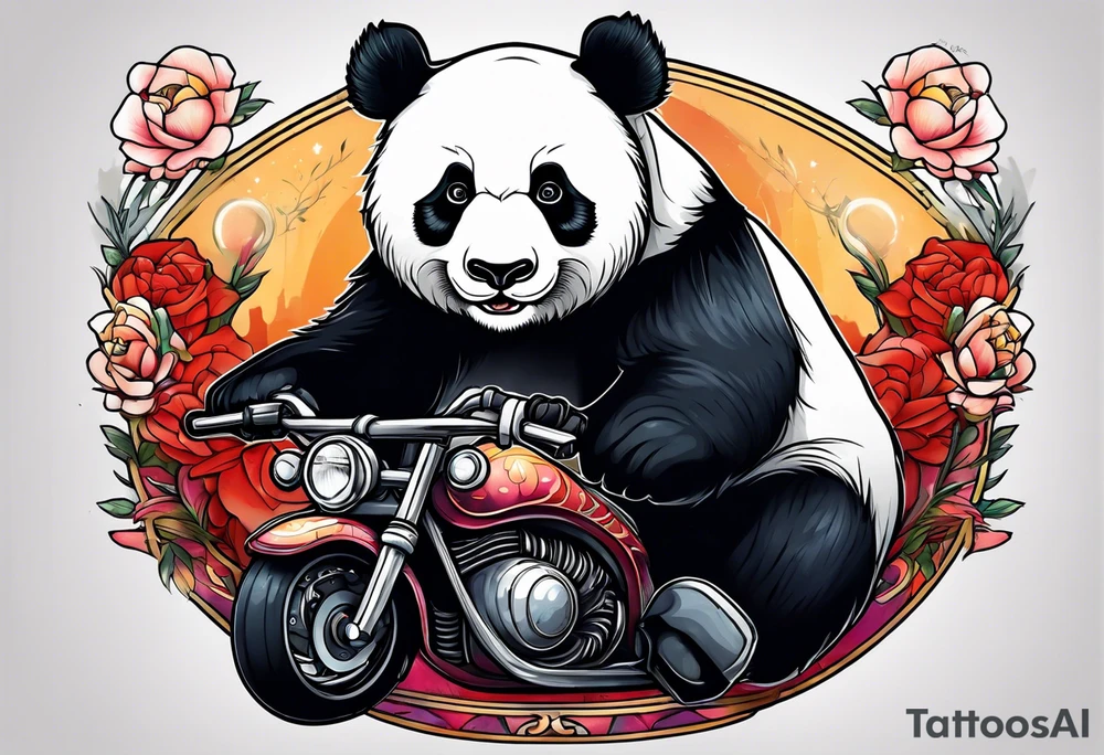 panda riding a panda tattoo idea