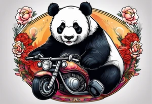 panda riding a panda tattoo idea