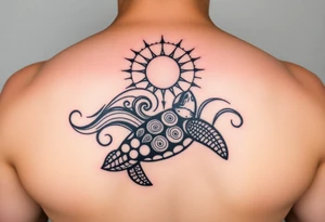 Polynesian/maori music waveforms deep-sea manta ray flowing lines, maori sun, maori turtle tattoo idea