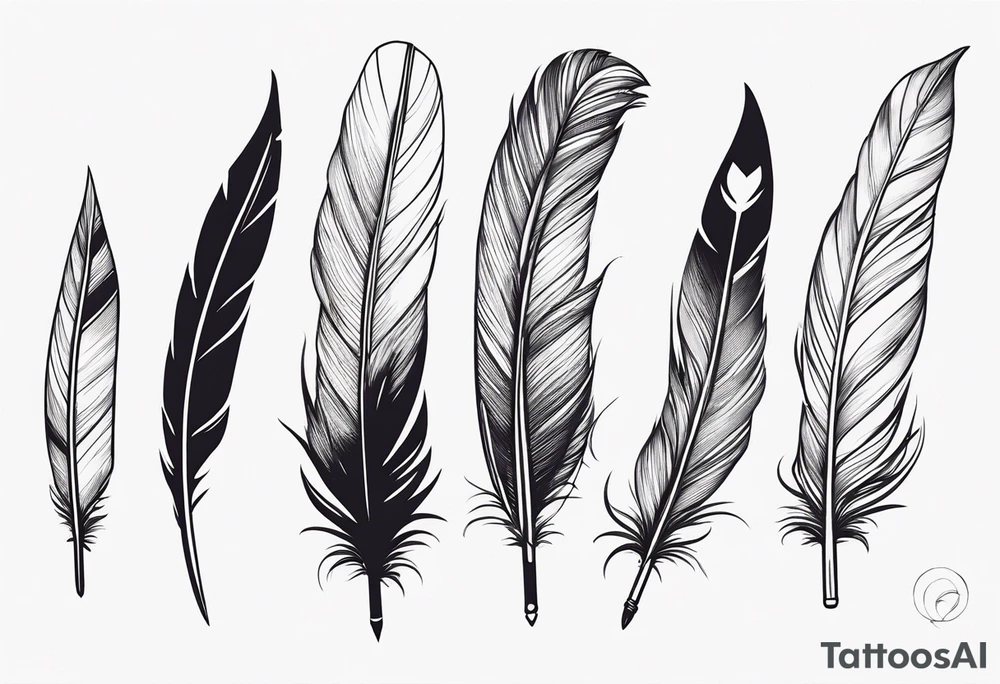 pen wrapped in feather tattoo idea