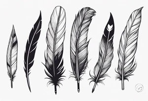 pen wrapped in feather tattoo idea