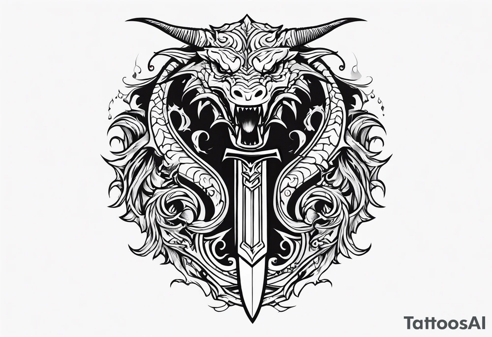 Valhalla death 
prayer sword dragon head axe tattoo idea