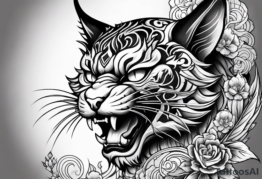 Oni tatoo cat tattoo idea
