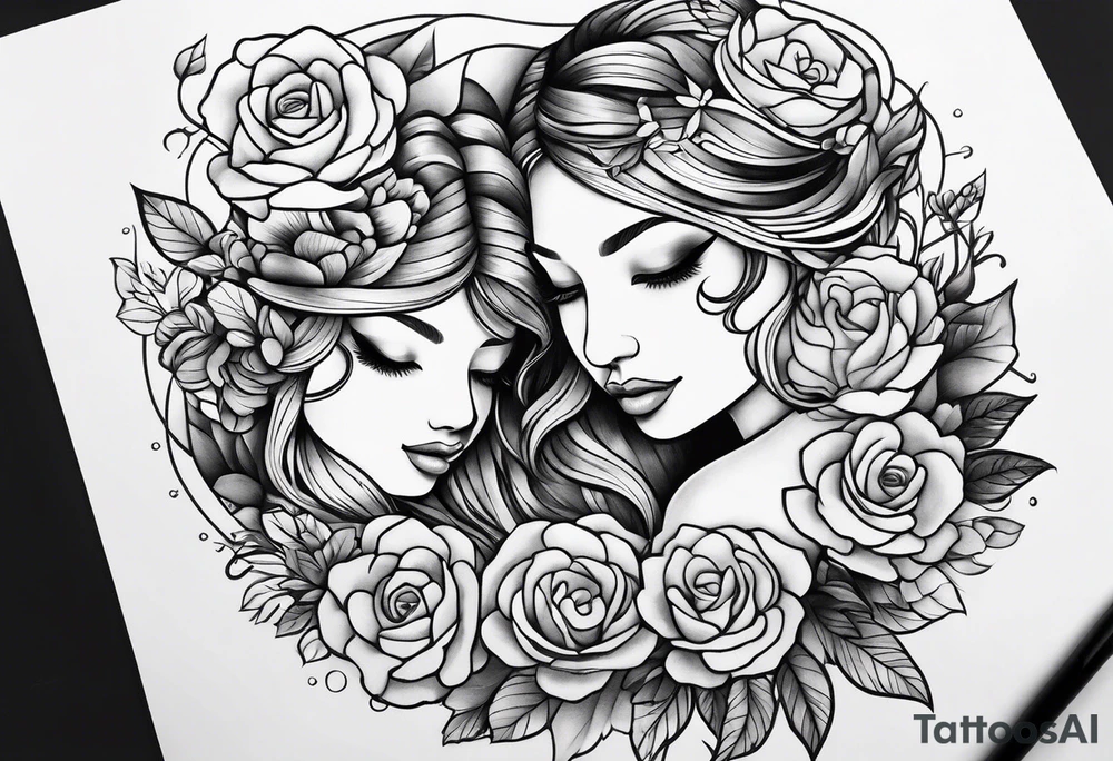 Mininalistic 2 tattoos matching to a daughter and a mother tattoo idea