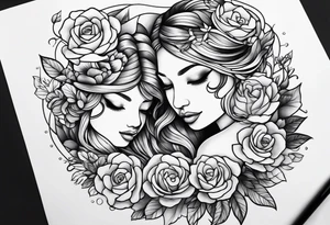 Mininalistic 2 tattoos matching to a daughter and a mother tattoo idea