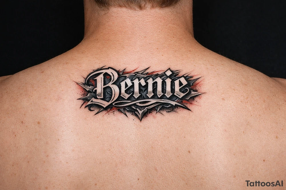 Name Bernie 
in front of neck tattoo idea