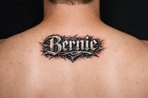 Name Bernie 
in front of neck tattoo idea