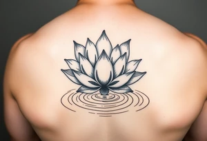 serene lotus flower emerging from sacred waters with ripples tattoo idea